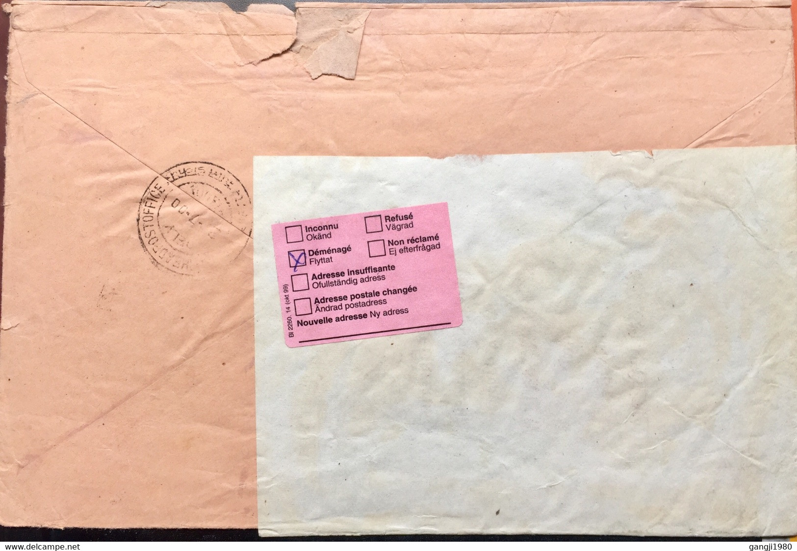 LUXEMBOURG 2000, AIRMAIL USED COVER TO SWEDEN RETURN TO SENDER VIGNETTE 2 DIFFERENT PINK LABELS - Storia Postale