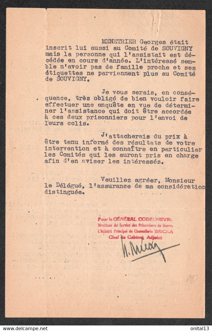 1944 SERVICE DES PRISONNIER DE GUERRE A CROIX ROUGE VICHY / TRAVAILLEUR LIBRE STALAG III C SOUVIGNY ALLIER  D363 - Historische Documenten