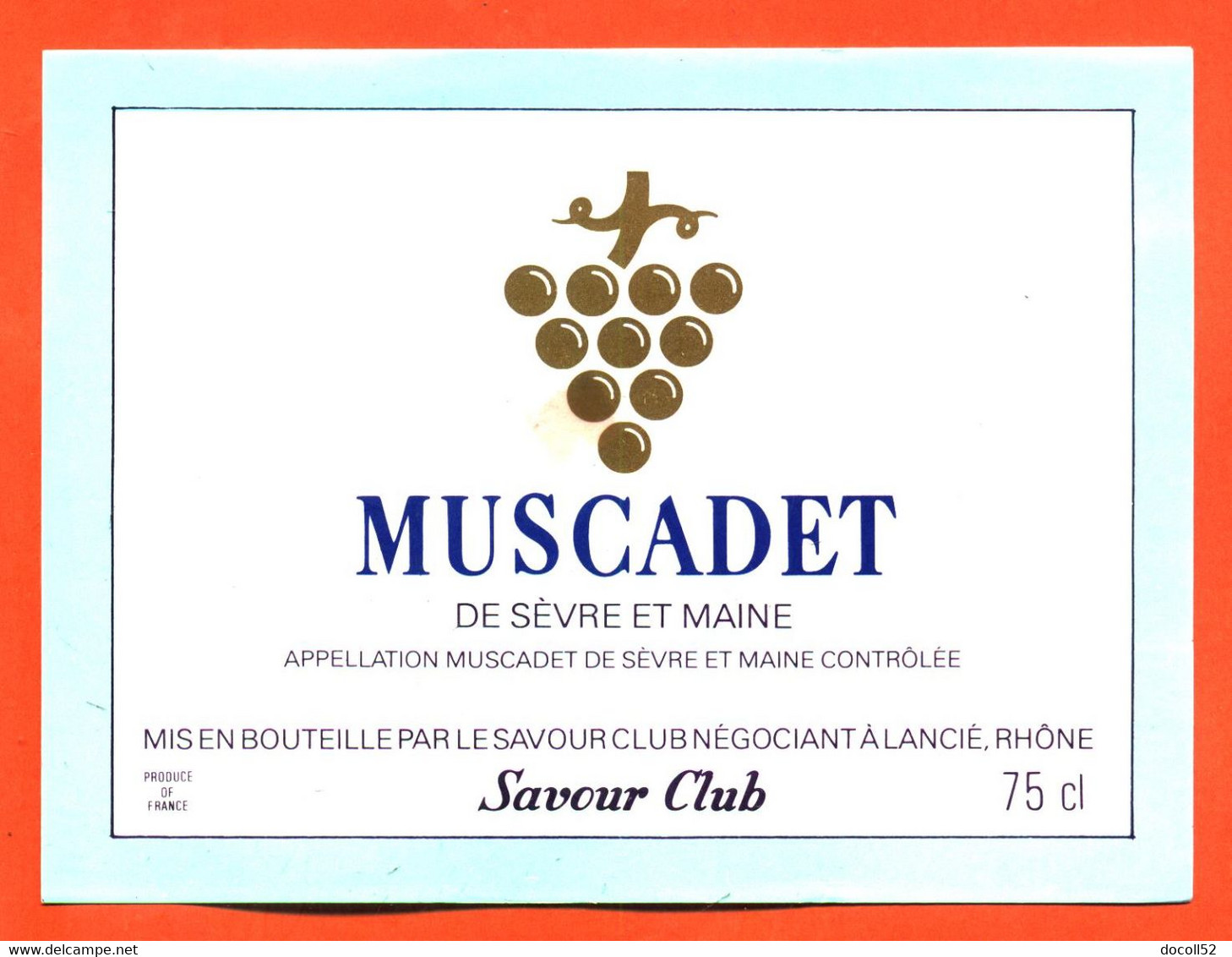 Etiquette Neuve De Vin Muscadet De Sèvre Et Maine Savour Club à Lancié - 75 Cl - Vin De Pays D'Oc