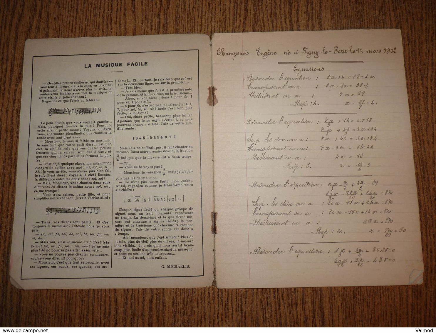 Cahier De Devoirs Début 1900-Le Jeune Musicien- Le Tonnelier Au Village-Le Familistère-Format Plié 22,3x17,3cm Env. - Protège-cahiers