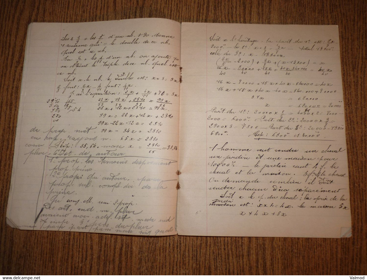 Cahier de Devoirs début 1900-Le Jeune Musicien- Le Tonnelier au Village-Le Familistère-Format plié 22,3x17,3cm env.