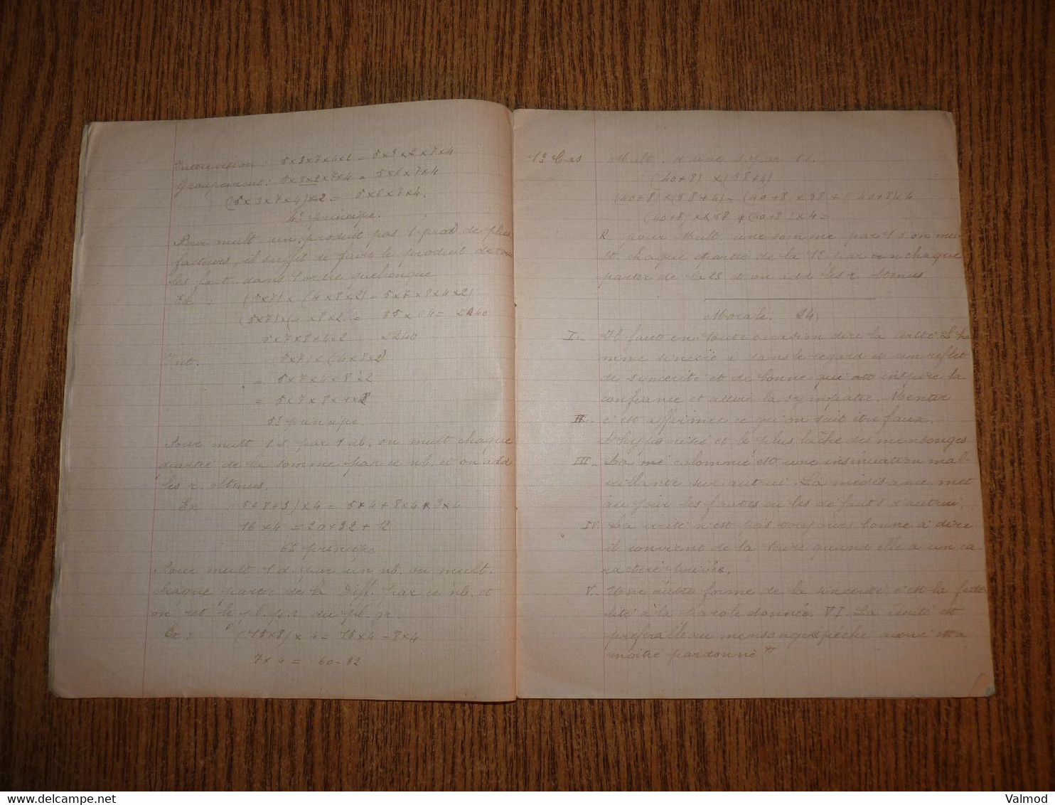 Cahier de Devoirs de Vacances début 1900-Fraudes Alimentaires-La Charcuterie-Le Familistère-Format plié 22,3x17,7cm env.