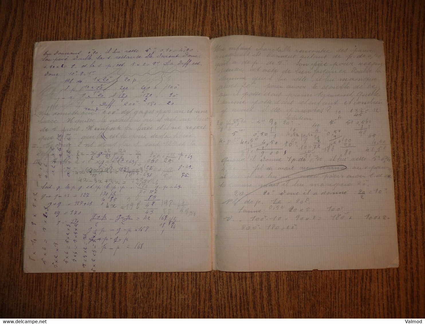 Cahier de Devoirs de Vacances début 1900-Fraudes Alimentaires-La Charcuterie-Le Familistère-Format plié 22,3x17,7cm env.