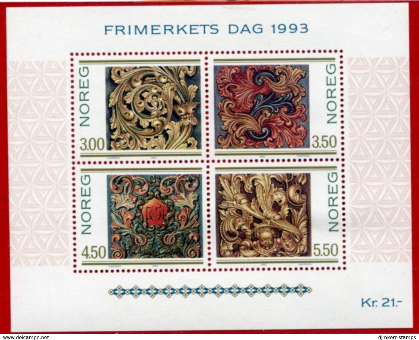 NORWAY 1993 Stamp Day Block  MNH / **.   Michel Block 20 - Unused Stamps