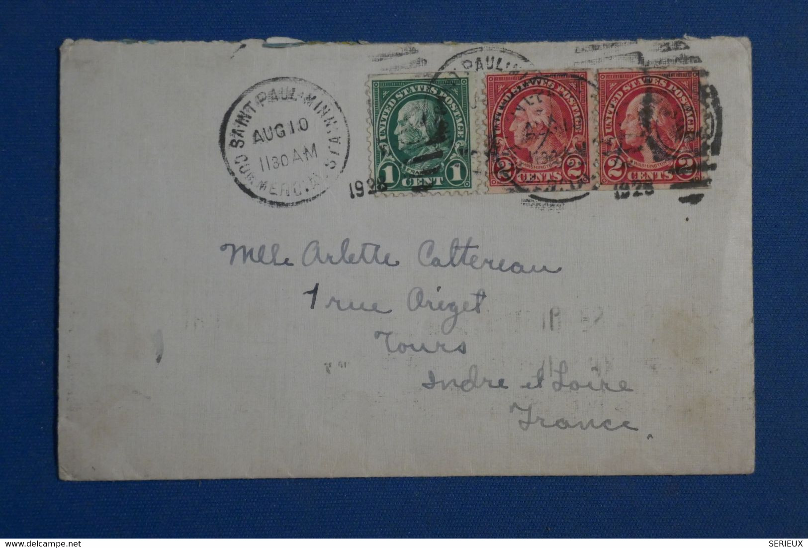 AR8 ETATS UNIS   BELLE LETTRE  1908 SAINT LOUIS POUR TOURS +PAIRE     +++ AFFRANCH. INTERESSANT - Brieven En Documenten