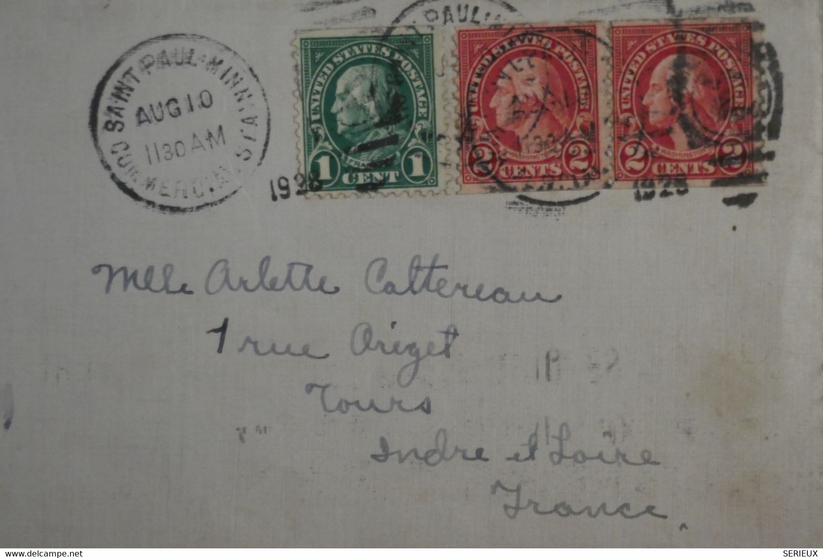 AR8 ETATS UNIS   BELLE LETTRE  1908 SAINT LOUIS POUR TOURS +PAIRE     +++ AFFRANCH. INTERESSANT - Brieven En Documenten