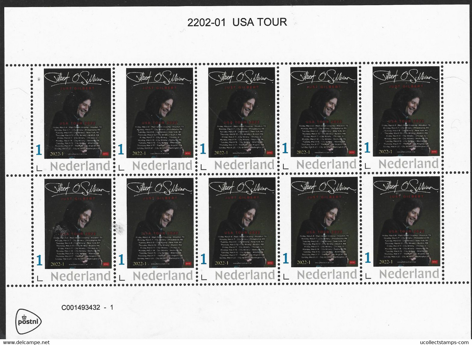 Nederland  2022-1 Gilbert O'Sullivan  2022  USA Tour    Vel-sheetlet  Postfris/mnh/neuf - Neufs