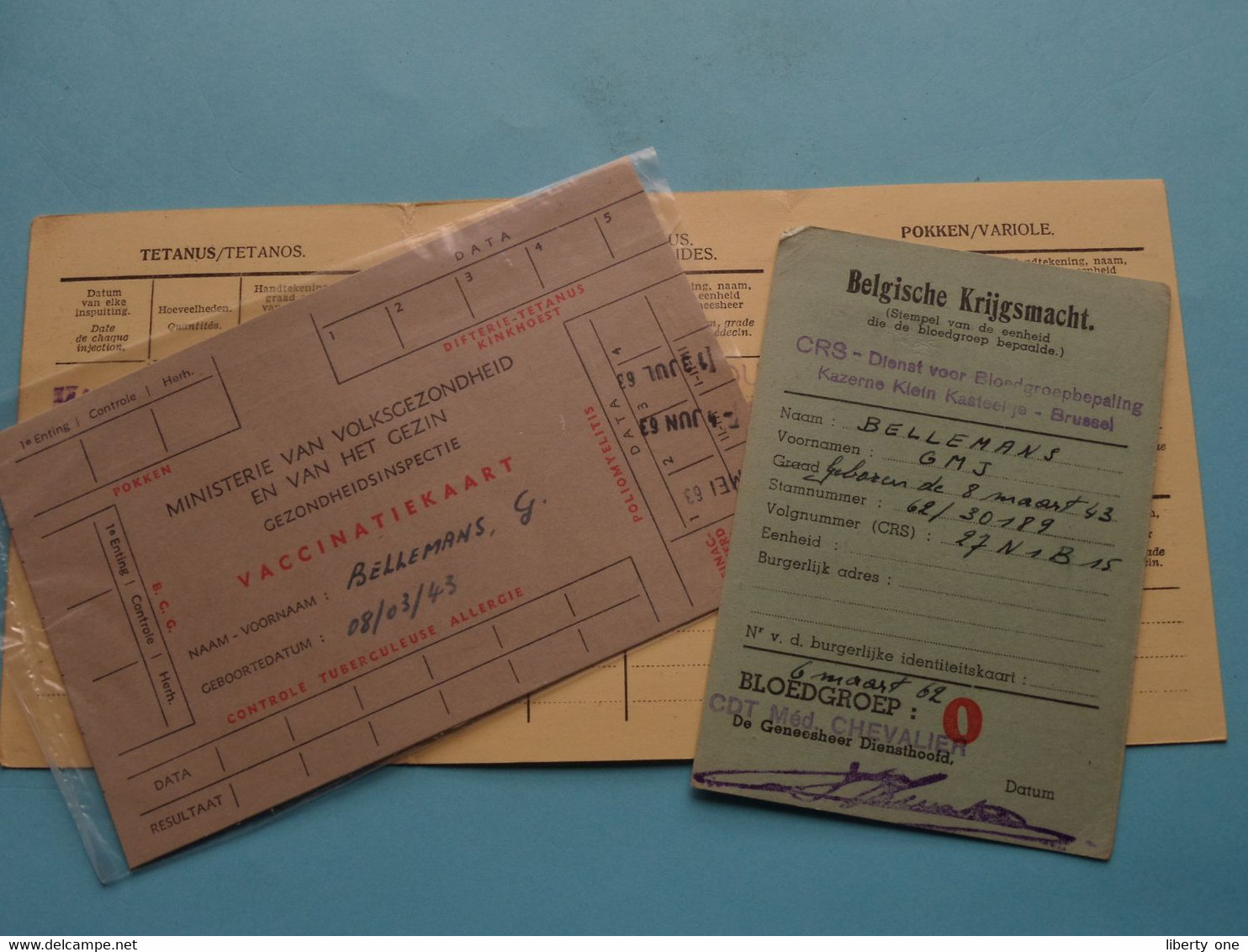 Certificat VACCINATIE - INENTING + Carte CRS ++ ( Bellemans Guido 08-03-1943 ) > ( Zie / Voir Photo ) 1962/63 ! - Dokumente