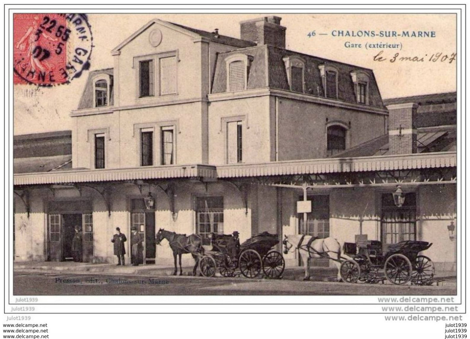 COLMAR - BERG ..-- CHALONS ..-- GARE . Attelages . 1907 Vers COLMAR-BERG ( Mr WAGNER , Inst. ) . Voir Verso . - Colmar – Berg