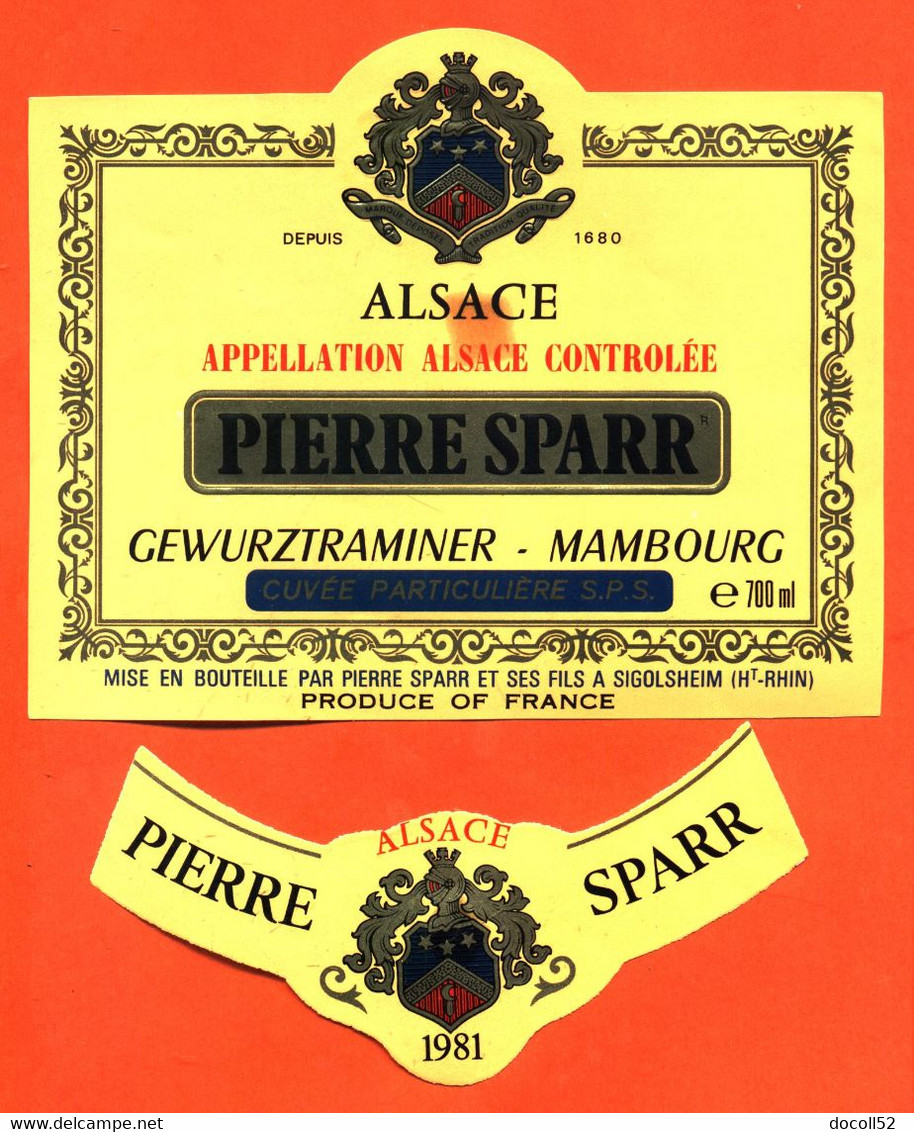 Etiquette + Collerette Ancienne Neuve De Gewurztraminer 1981 Cuvée Particulière S.P.S Pierre Sparr à Sigolsheim - 70 Cl - Gewürztraminer