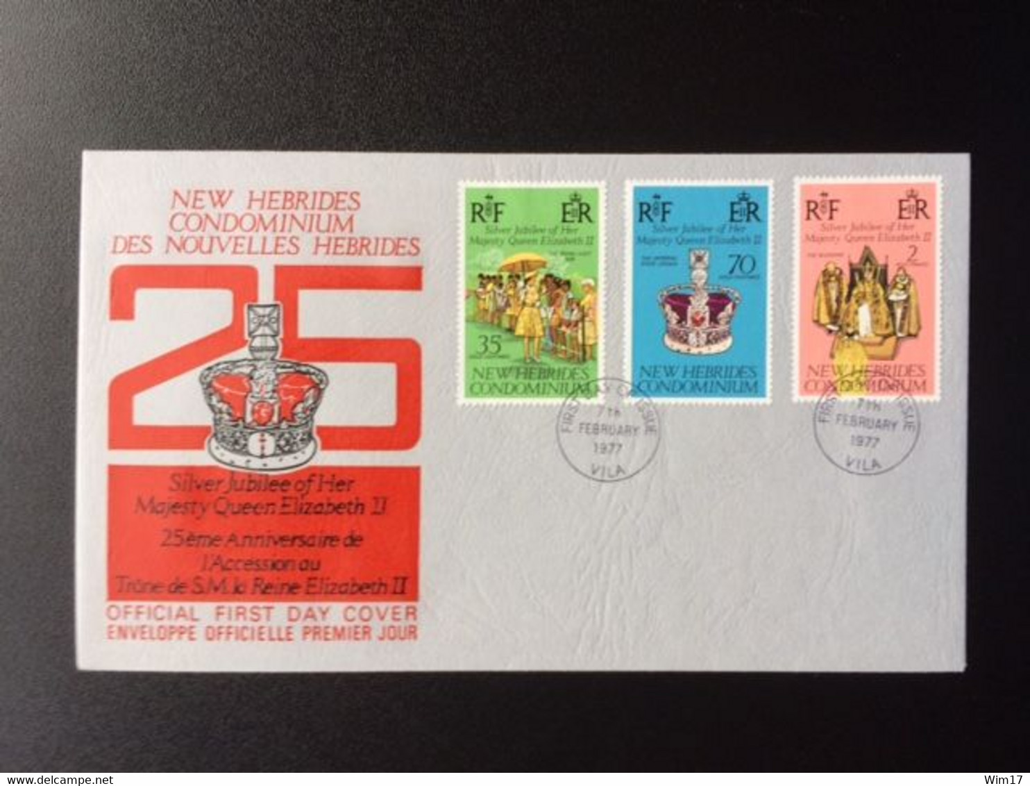 NEW HEBRIDES 1977 FDC SILVER JUBILEE NIEUWE HEBRIDEN - FDC