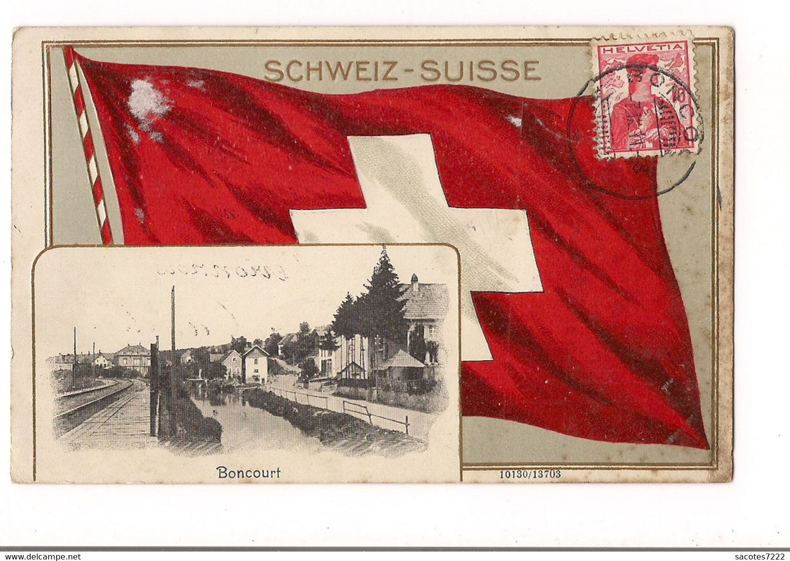 SCHWEIZ-SUISSE - BONCOURT - DRAPEAU - CPA GAUFFREE - - Court