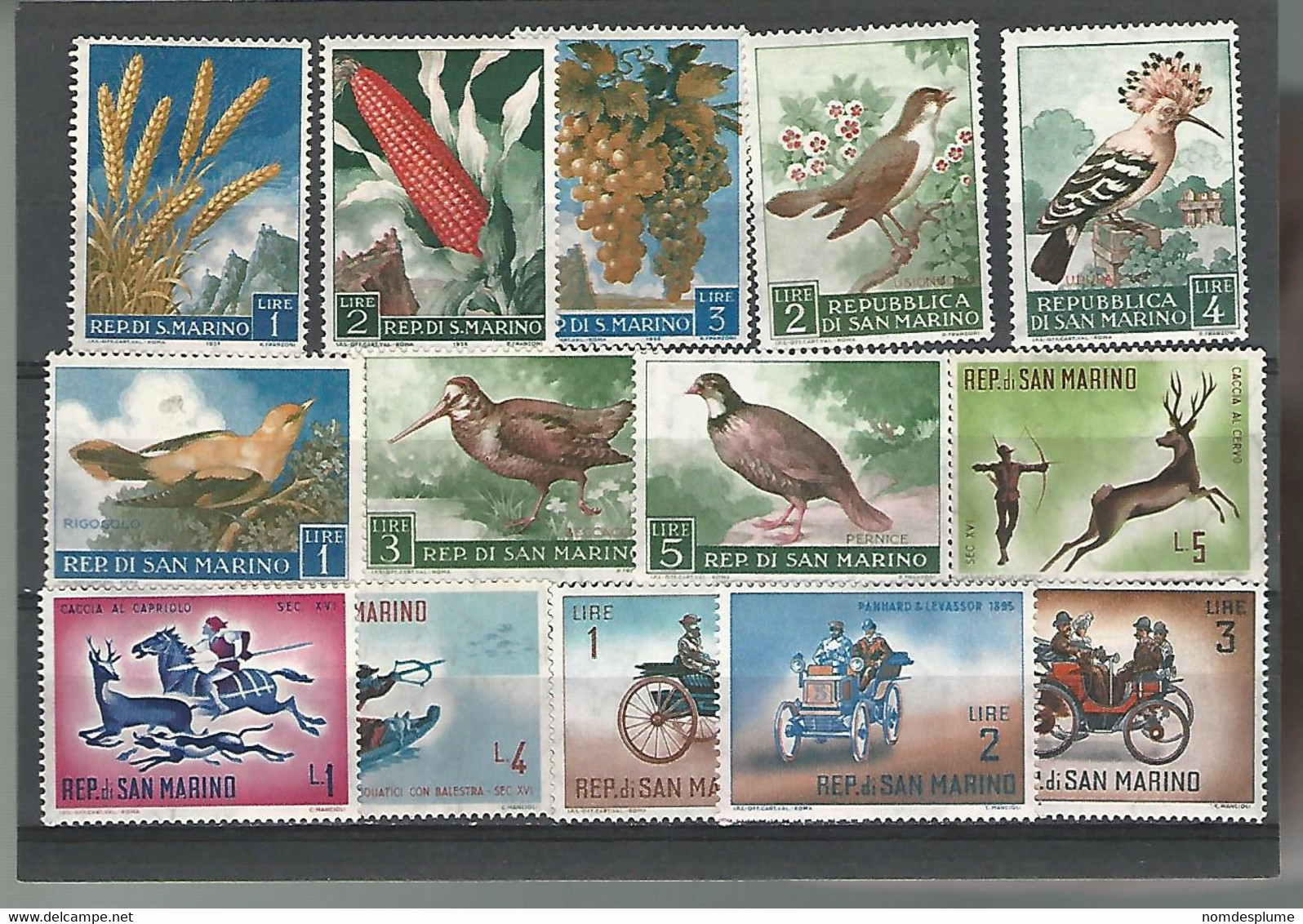 54927 ) Collection San Marino Birds Agriculture Automotives - Collections, Lots & Séries