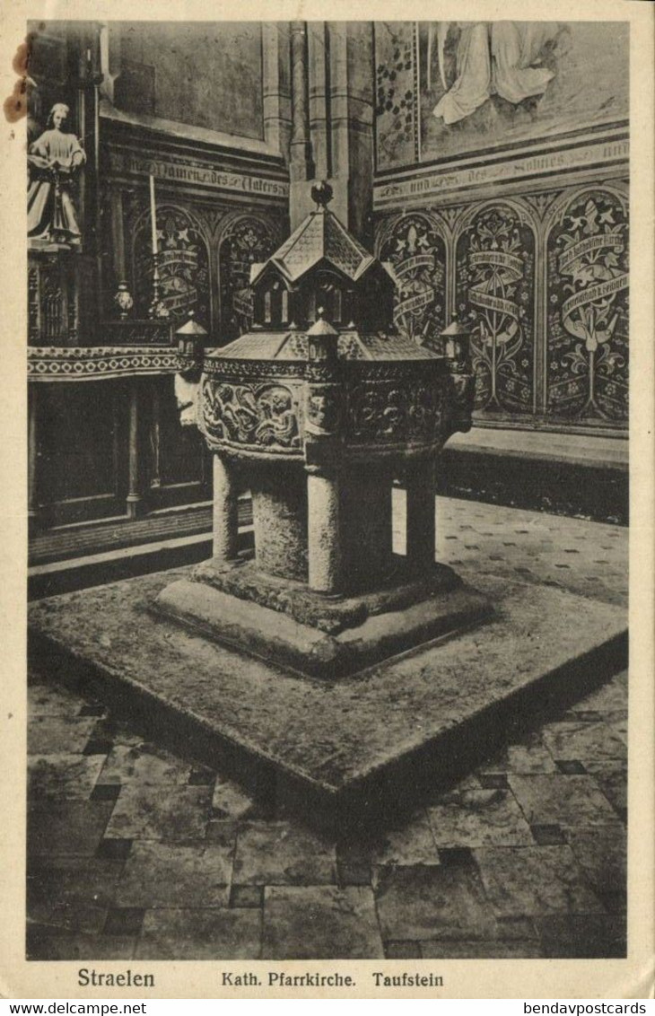 STRAELEN, Katholische Pfarrkirche, Taufstein (1946) AK - Straelen