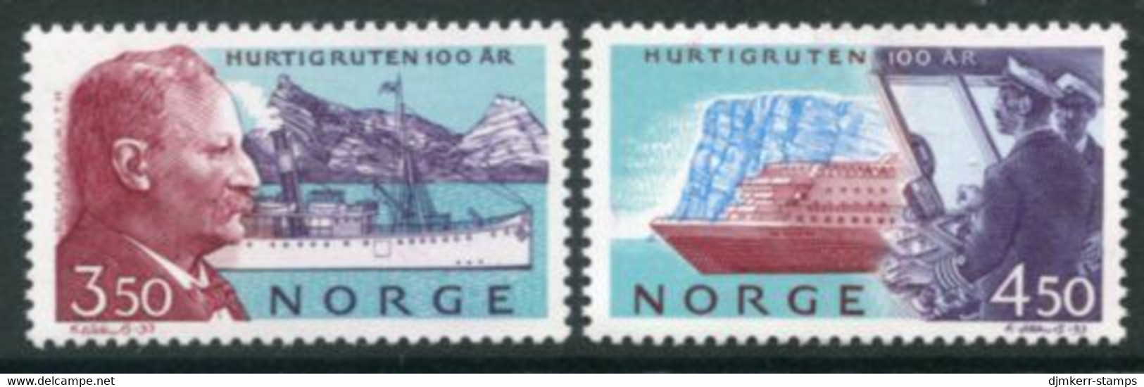 NORWAY 1993 Centenary Of Hurtigruten Shipping Lines MNH / **.   Michel 1127-28 - Unused Stamps