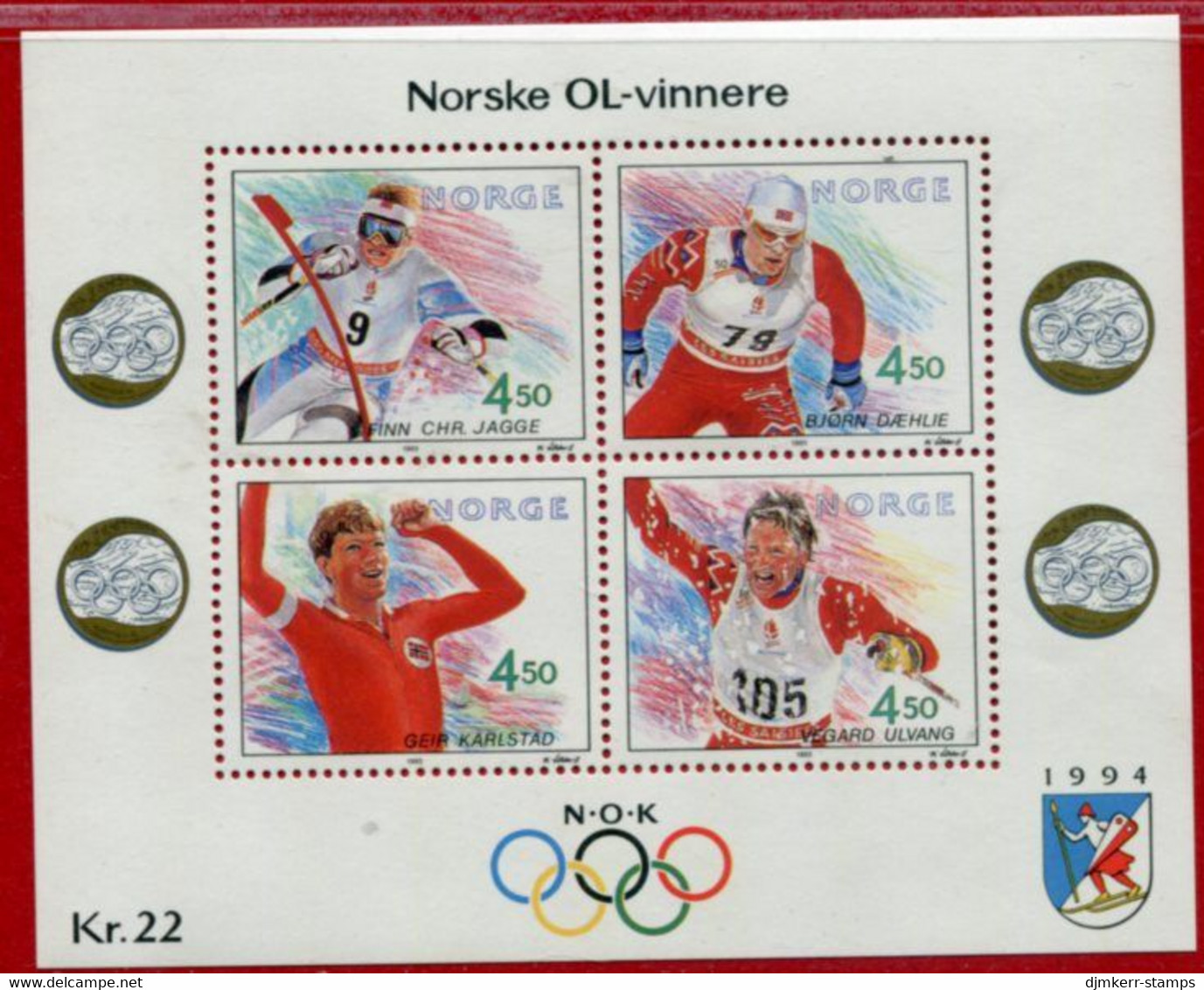 NORWAY 1993 Winter Olympic Games, Lillehammer Block MNH / **.   Michel Block 19 - Unused Stamps