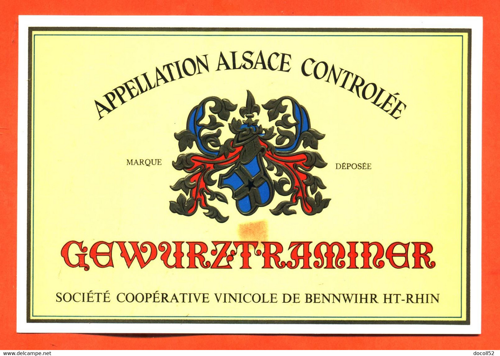 Etiquette Neuve De Vin D'alsace Gewurztraminer Coopérative Vinicole De Bennwihr - Gewurztraminer