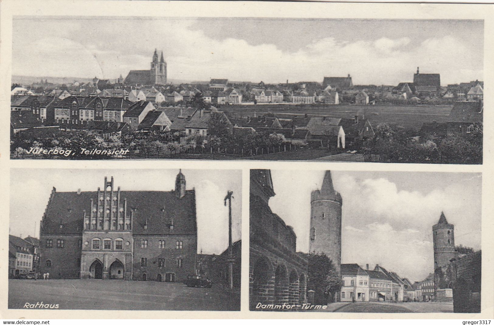 A8366) JÜTERBOG - Teilansicht - Rathaus Dammtor Türme - Tolle DREIBILD AK !! 1939 - Jueterbog