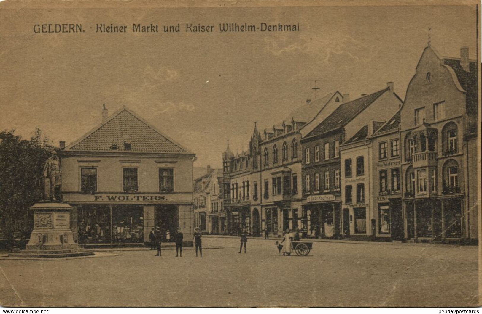 GELDERN, Kleiner Markt Und Kaiser Wilhelm-Denkmal, Hundekarren (1920) AK - Geldern