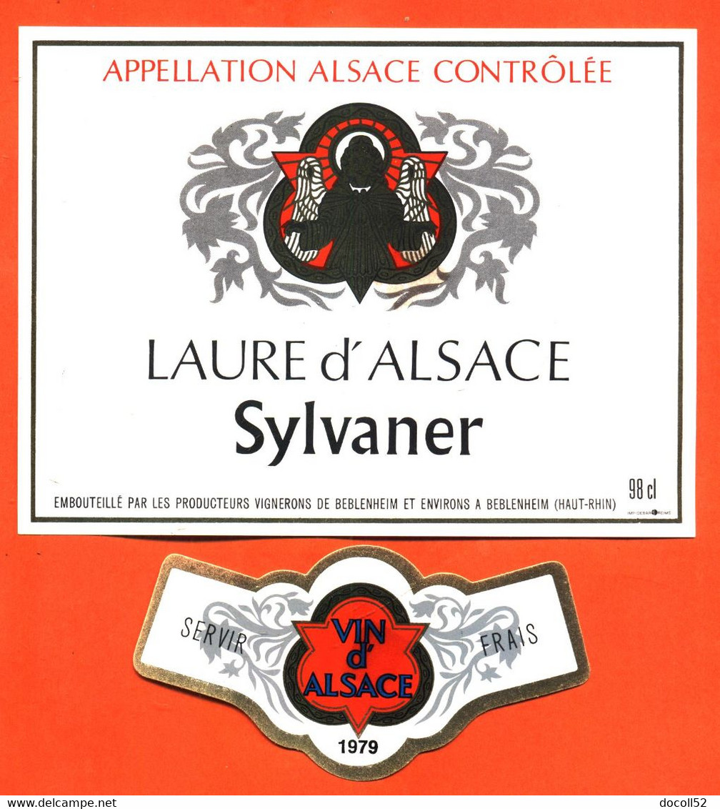 Etiquette + Collerette Ancienne Neuve De Vin D'alsace Laure D'alsace Sylvaner 1979 Vignerons De Beblenheim - 98 Cl - Gewürztraminer