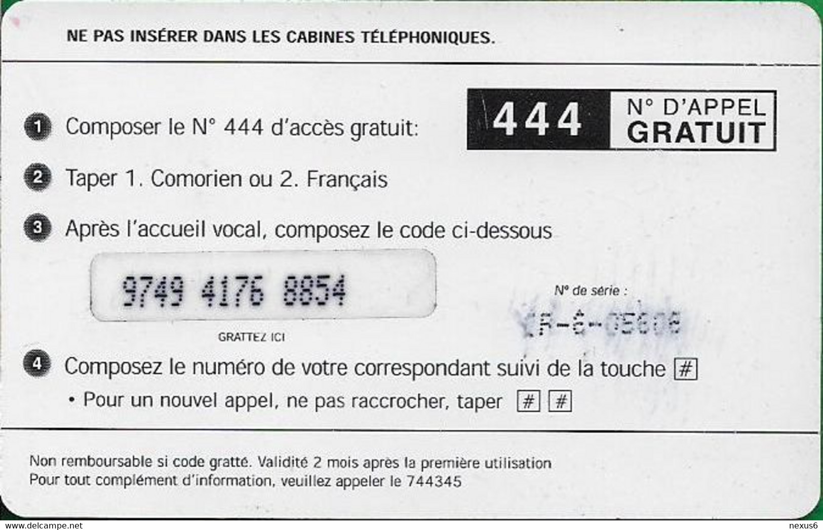 Comoros - S.N.P.T. - Archipel Aux Parfums, GSM Refill 2.500CF, Used - Komoren