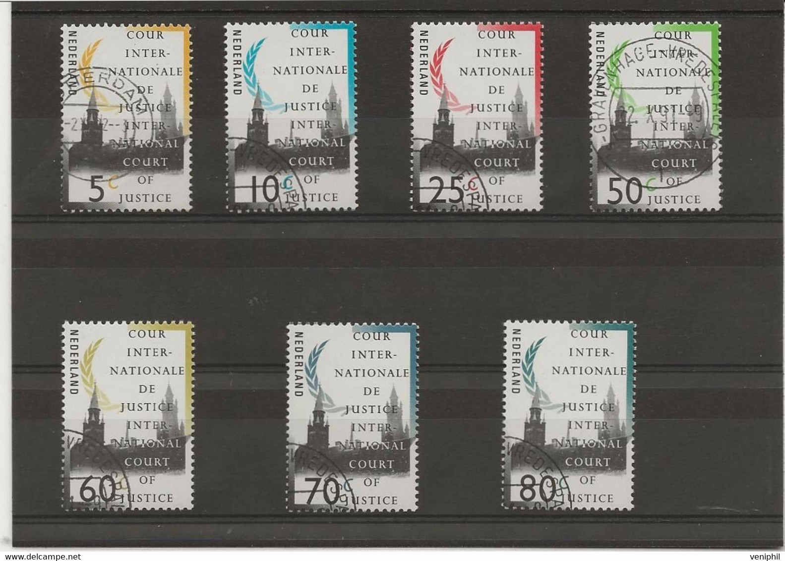 PAYS BAS -TIMBRES SERVICE - COUR INTERNATIONALE DE JUSTICE DE LA HAYE- N° 50 A 56 OBLITERE -ANNEE 1989 - Dienstzegels