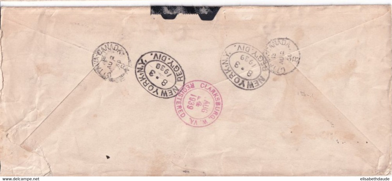 1939 - CANADA - ENVELOPPE GF RECOMMANDEE De OTTAWA => CLARKSBURG (WEST VIRGINIA - USA) - Covers & Documents