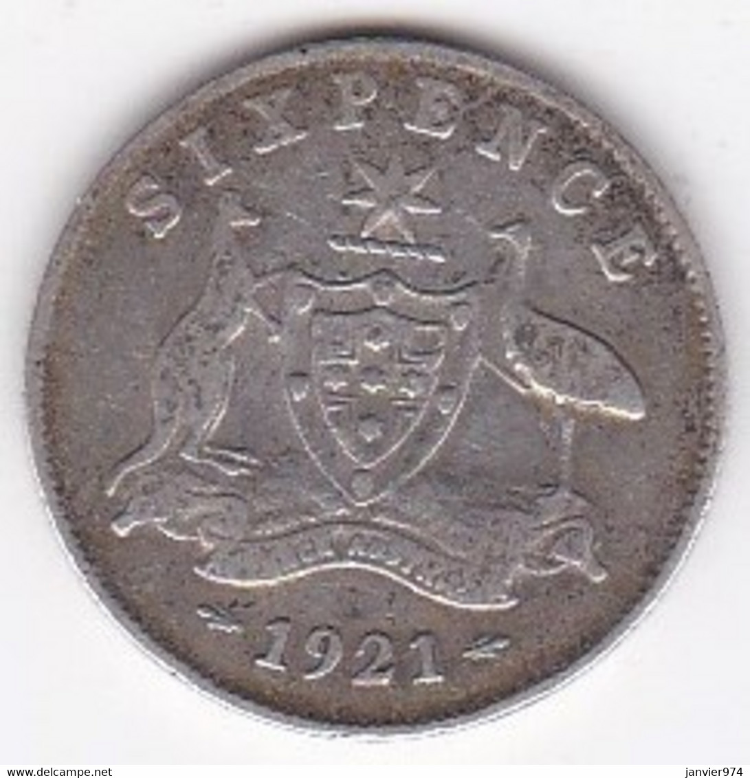 Australie 6 Pence 1921 Melbourne George V, En Argent . KM# 25 - Sixpence