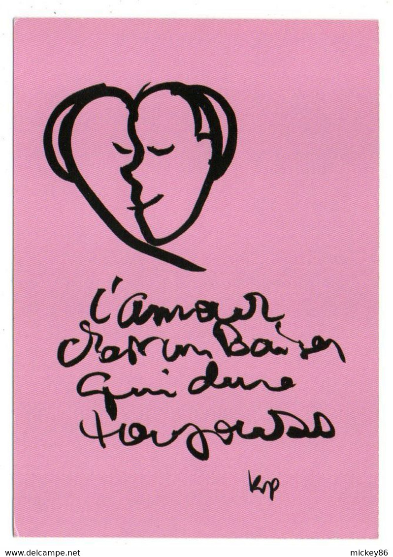 Illustrateur  KP -- " L'Amour C'est Un Baiser Qui Dure Toujours " Carte Publicitaire Banque  Crédit Lyonnais...à Saisir - Ledogar