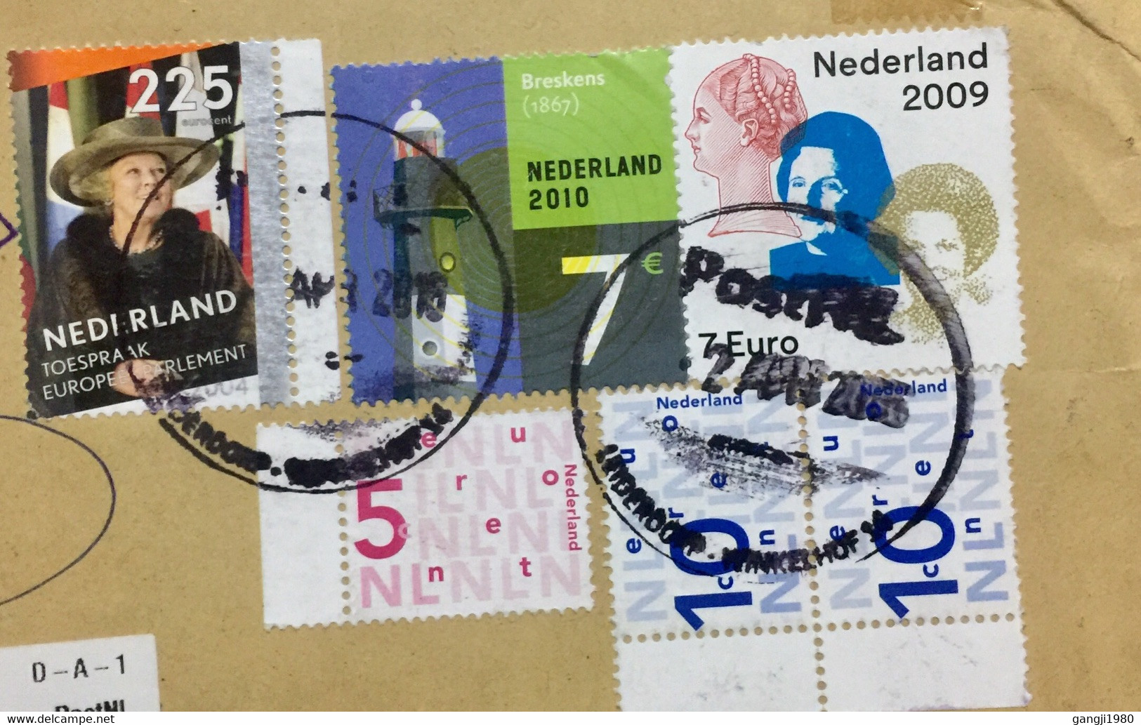 NEDERLAND 2016, REGISTERED VIGNETTE CUSTOME DECLARATION AIRMAIL LABEL 16.50€ STAMPS USED COVER TO INDIA, LEIDERDORP - Lettres & Documents