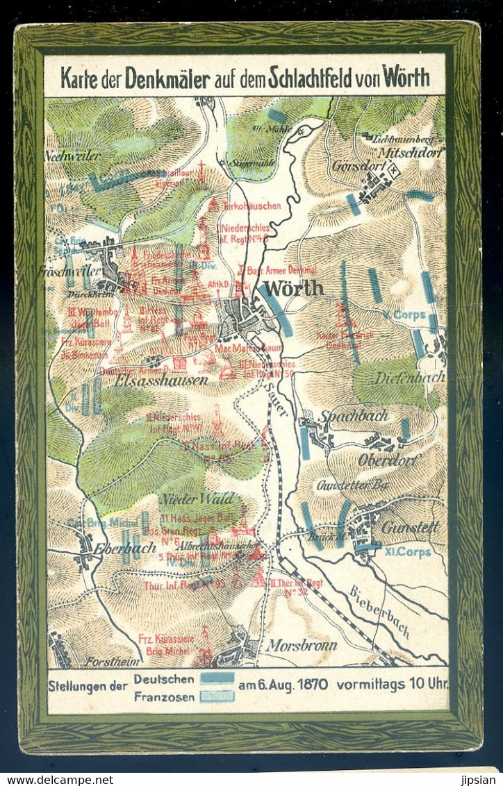 Cpa Du 67 Wörth Woerth -- Carte Des Monuments Du Champ De Bataille     FE22-30 - Wörth