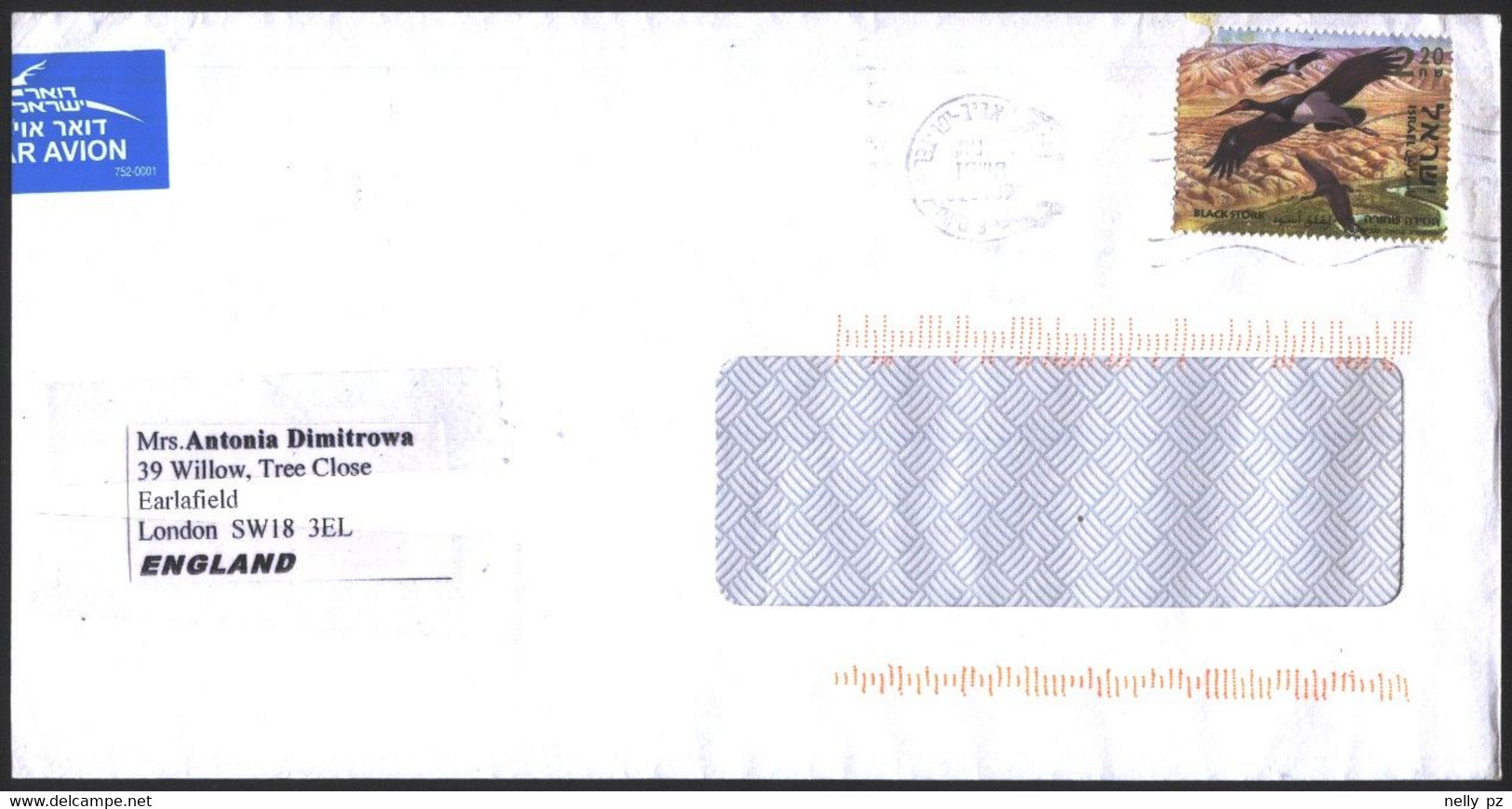 Mailed Cover With Stamp Fauna Birds Black Stork 2002 From Israel - Briefe U. Dokumente