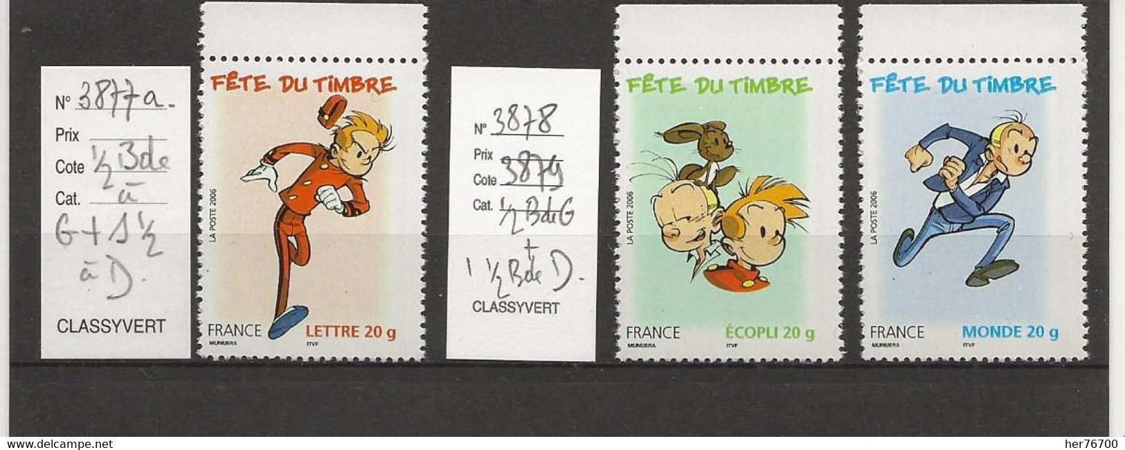 TIMBRE GOMME  YVERT N° 3877a  3878  3879 - Unused Stamps