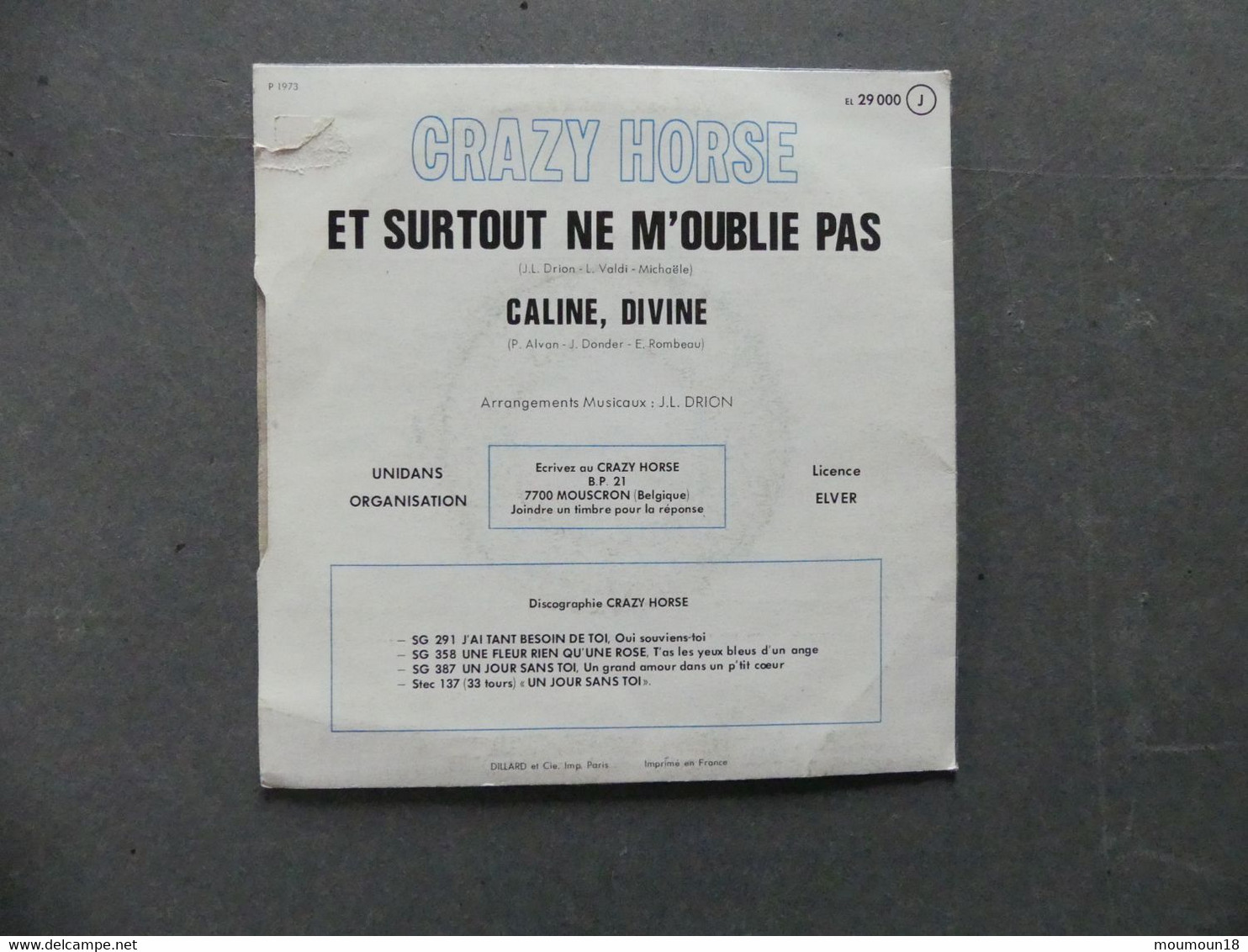 Crazy Horse Et Surtout Ne M'oublie Pas EL 29000 AZ - 45 T - Maxi-Single