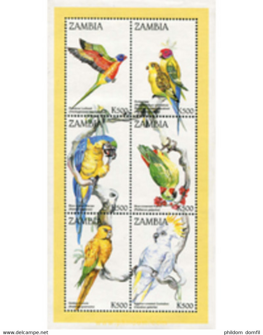 Ref. 182601 * MNH * - ZAMBIA. 1998. PARROTS AND COCKATOOS . LOROS Y CACATUAS - Zambia (1965-...)