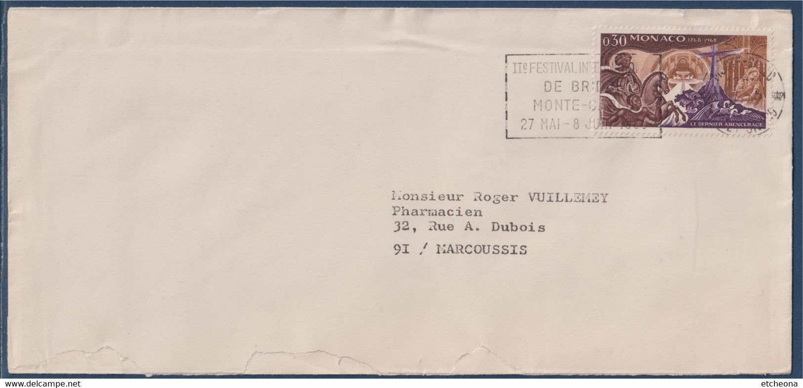 Monaco, Bicentenaire Naissance Chateaubriand, Le Dernier Abencérage, N°761 Monte Carlo Le 7.5.69 Festival De Bridge - Postmarks