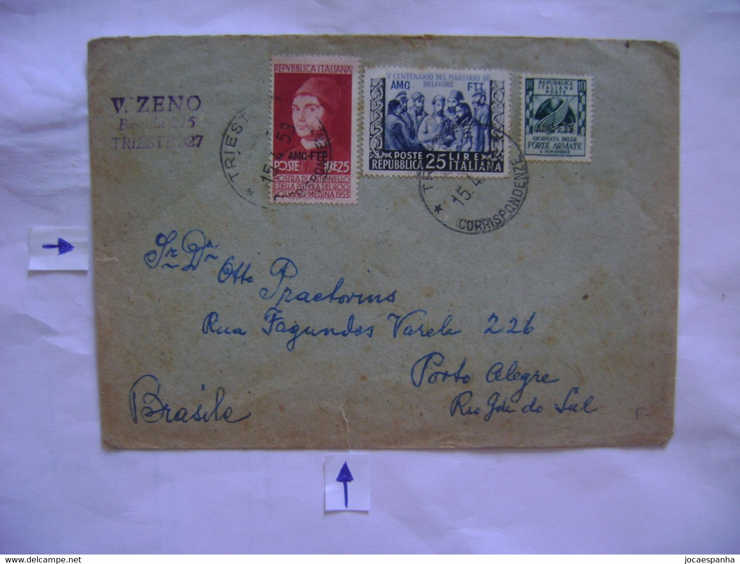 ITALY (TRIESTE) - LETTER SENT FROM TRIESTE TO PORTO ALEGRE (BRAZIL) IN 1953 IN THE STATE - Jugoslawische Bes.: Triest