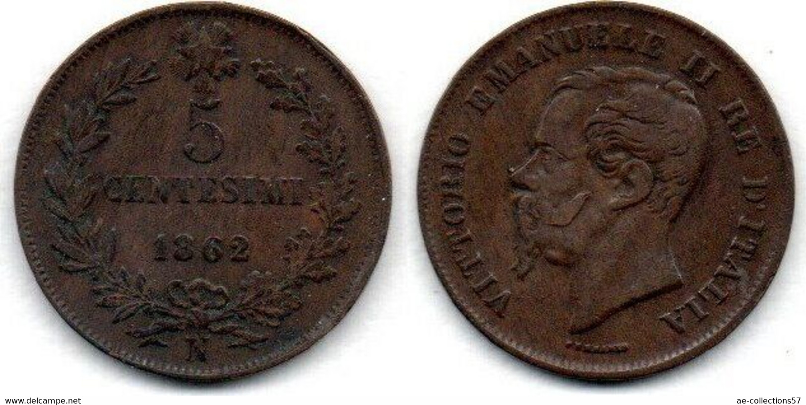 Italie -   5 Centesimi 1862 N TB+ - 1861-1878 : Victor Emmanuel II.