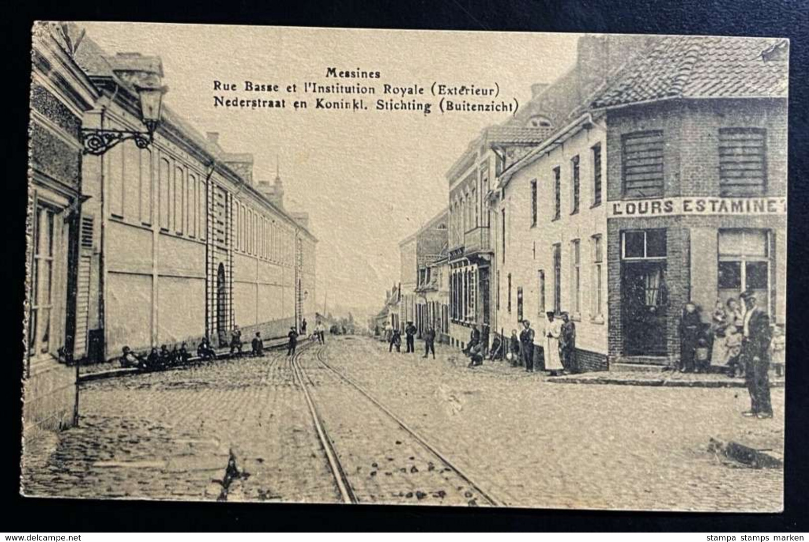 AK Litho MESSINES Rue Basse Et L'Institution Royale (Exterieuer) Gestempelt 1917 Feldpoststempel Blau: S.B. Inf.-Regt. P - Mesen