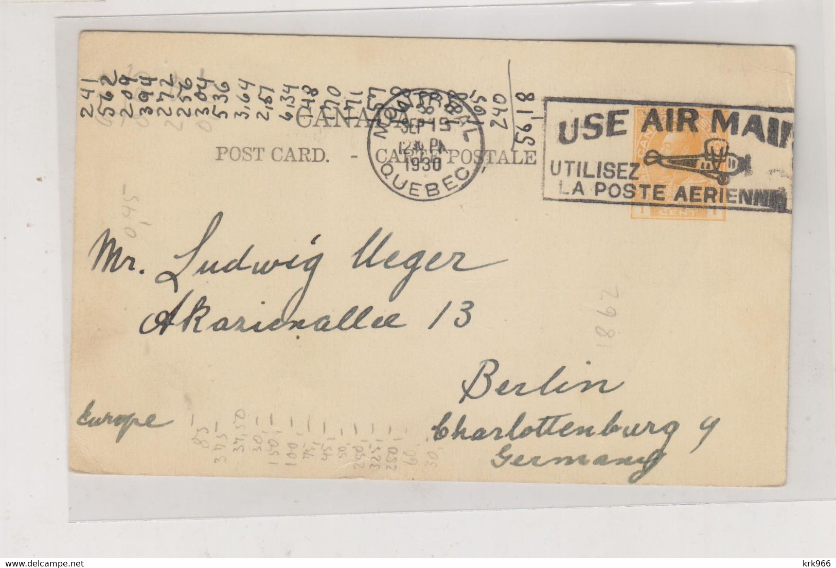 CANADA MONTREAL 1930  Postal Stationery To Germany - 1903-1954 Reyes