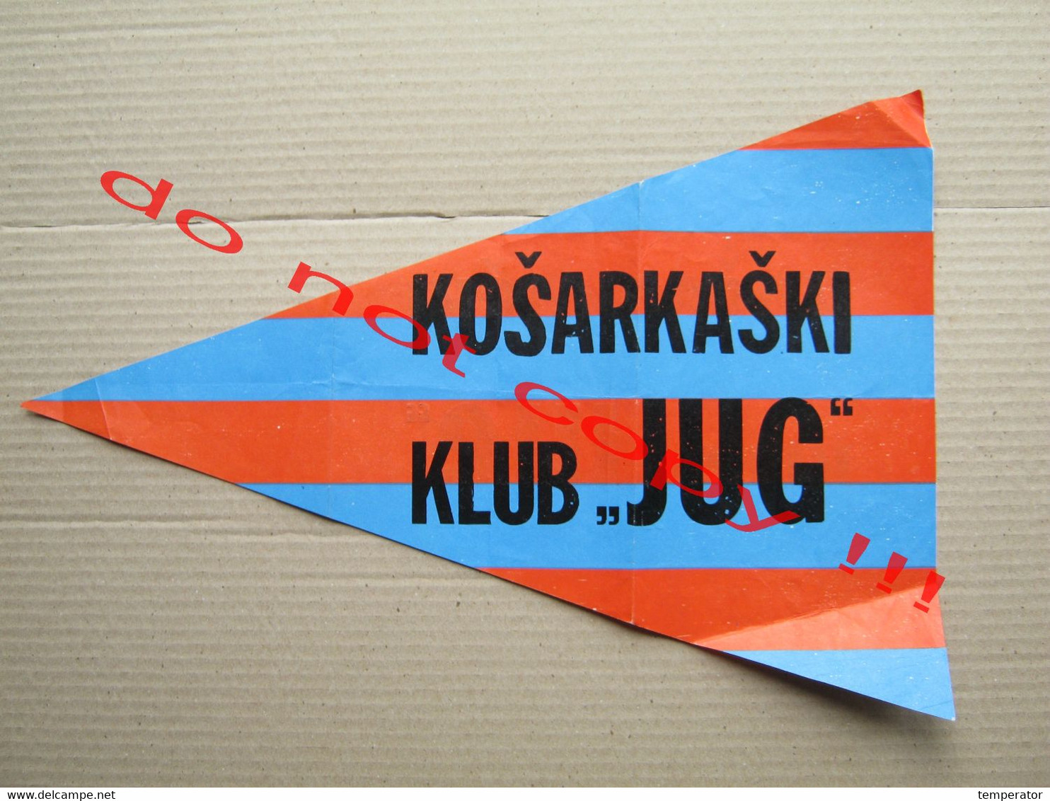 Yugoslavia / Košarkaški Klub " JUG " - Old Paper Flag - Bekleidung, Souvenirs Und Sonstige