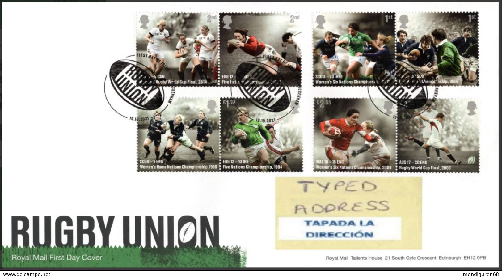 GROSSBRITANNIEN GRANDE BRETAGNE GB 2021 RUGBY UNION STAMP SET 8V FDC SG 4597-604 MI 4872-79 YT 5271-78 SC 4772-79 - 2021-... Decimal Issues