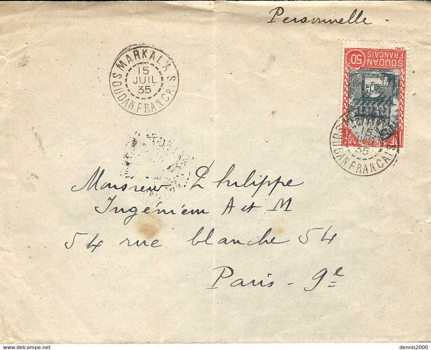 1935- Enveloppe  De Markala Affr. à  0,50 F.  Pour La France - Briefe U. Dokumente