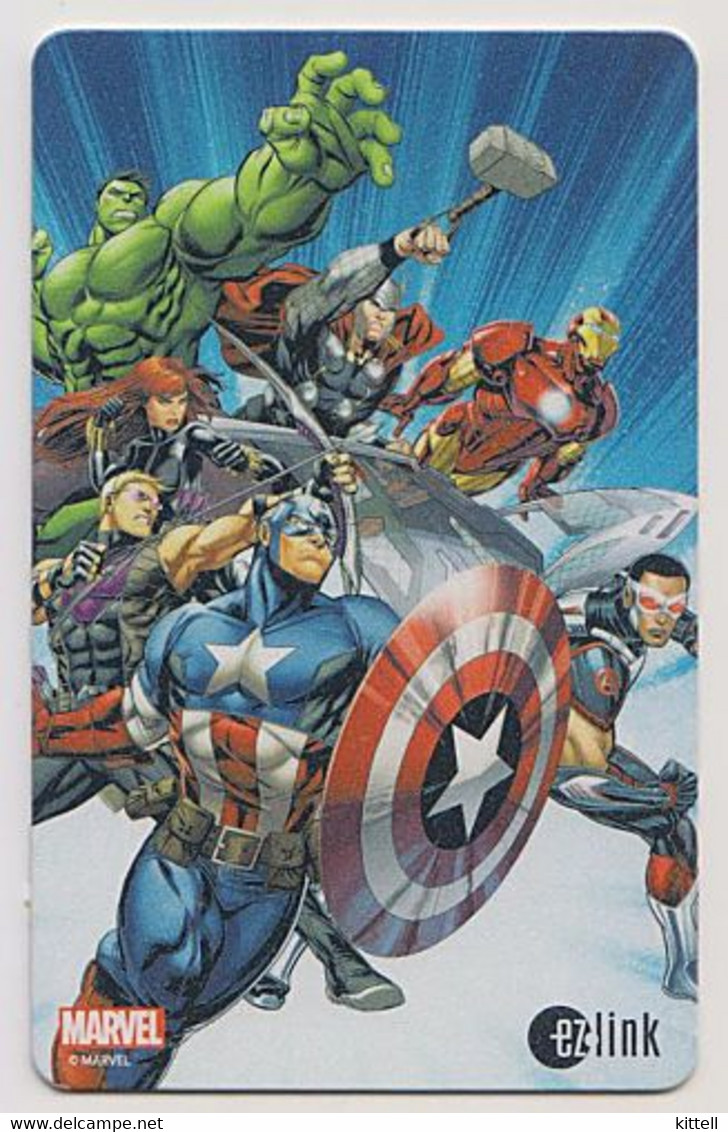 Singapore Travel Transport Card Subway Train Bus Ticket Ezlink Used Avengers - Mundo