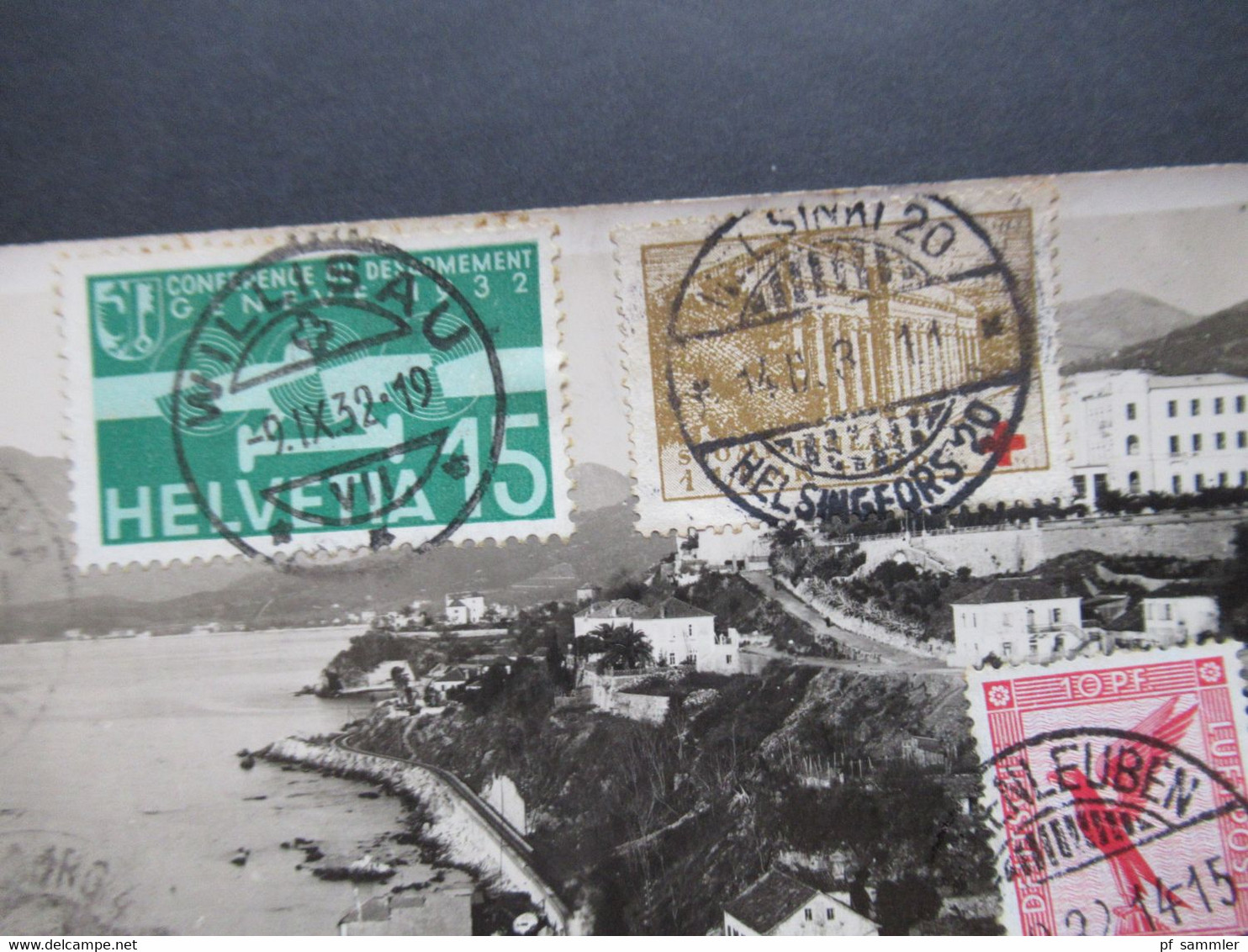 1932 Echtfoto AK Ungelaufen ABER Vorderseitig Frankiert Mit Luftpostmarken Verschiedener Länder!! Schweiz, Finnland Usw. - Covers & Documents