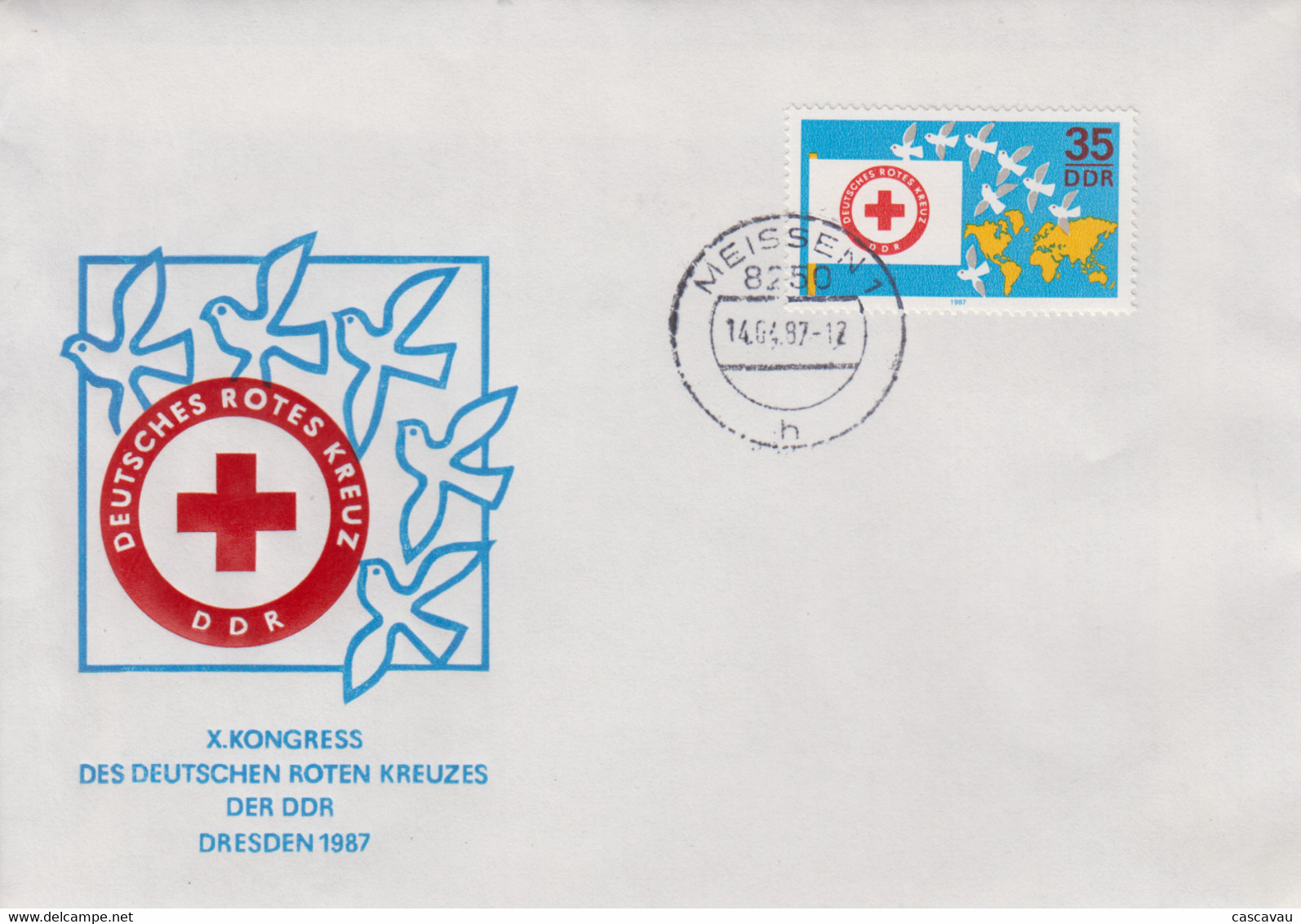 Enveloppe  FDC  1er  Jour  ALLEMAGNE  DDR   Congrés   CROIX  ROUGE   1987 - 1981-1990