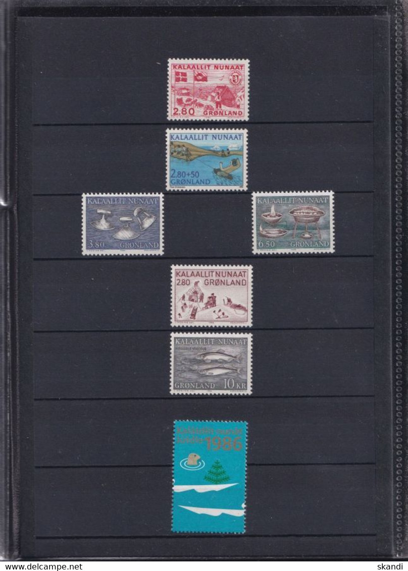 GRÖNLAND 1986 Mi-Nr. 163-168 Jahresmappe - Year Set ** MNH - Annate Complete