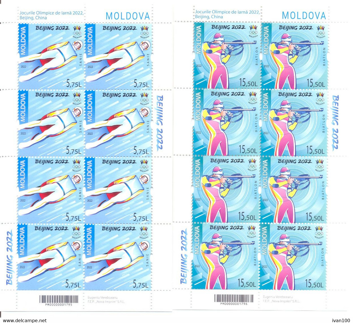 2022. Winter Olympic Games Beijing '2022, 2 Sheetlets, Mint/** - Invierno 2022 : Pekín