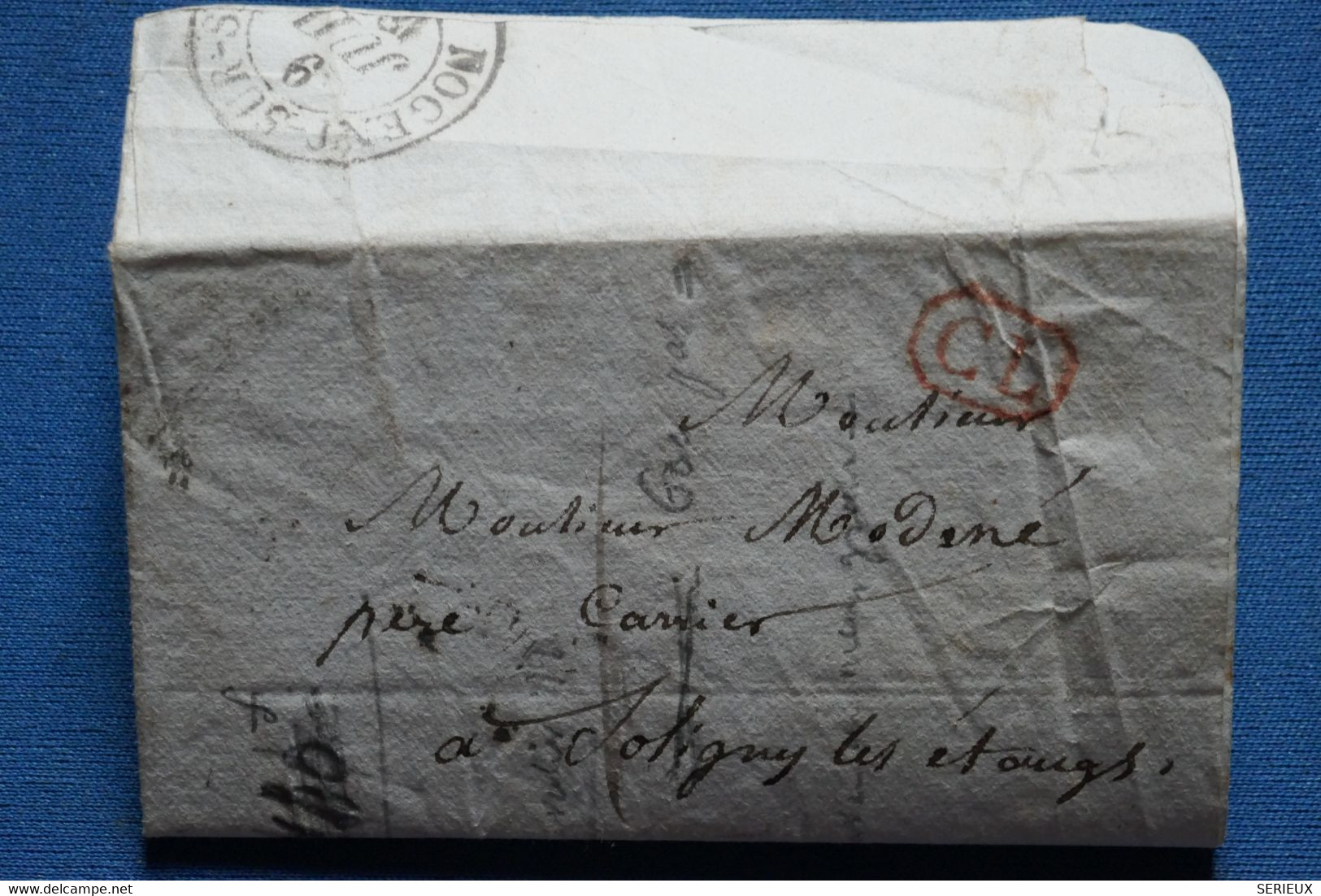 AR9 FRANCE   BELLE LETTRE  1837  NOGENT SEINE POUR SOLIGNY + AFFRANCH . INTERESSANT - Ohne Zuordnung