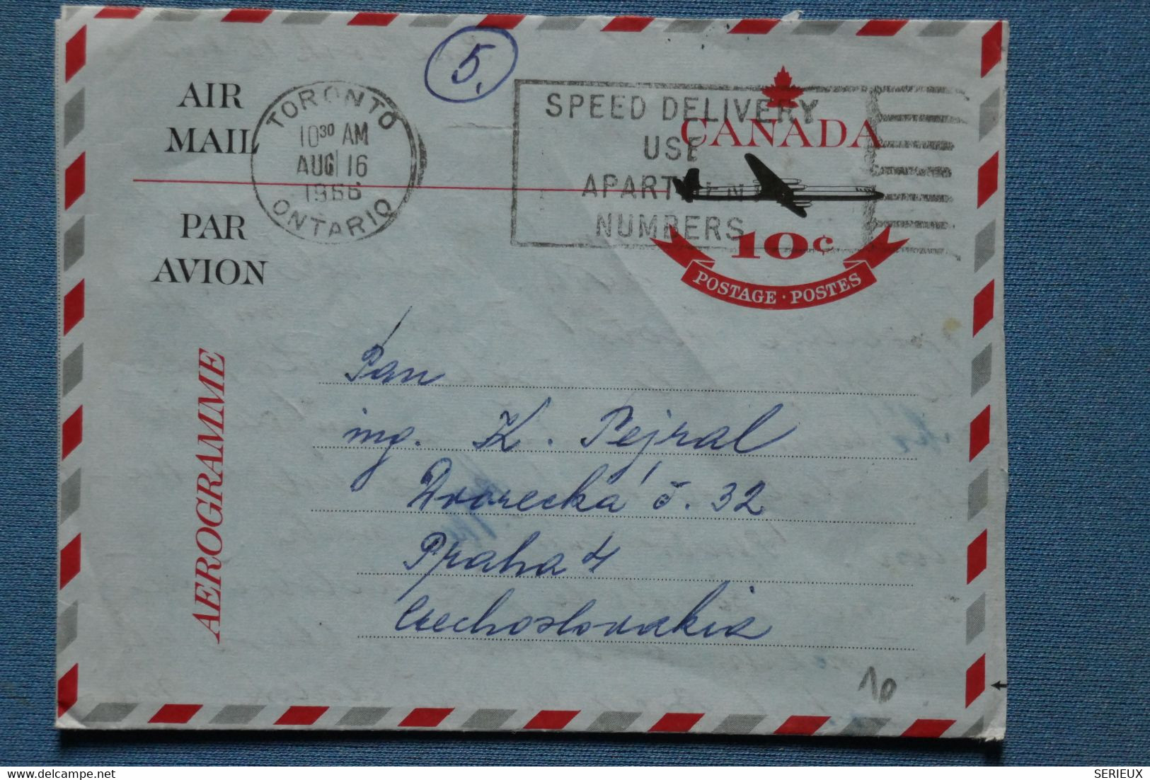 AR9 CANADA    BELLE LETTRE  1956 TORONTO POUR PRAHA TCHAQUIE + AFFRANCH . PLAISANT - Airmail